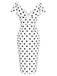 [Prévente] Robe blanche à pois, col rabattu et coupe crayon années 1960