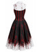 [Prévente] Robe évasée noire et rouge à empreintes de mains sanglantes années 1960
