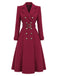 Manteau croisé ceinturé rouge vin années 1930