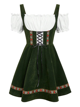 Robe fleurie à épaules dénudées et manches bouffantes années 1950