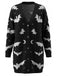 Cardigan long d’Halloween à imprimé chauve-souris et lune années 1970