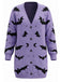 Long gilet d'Halloween motif chauve-souris et lune années 70