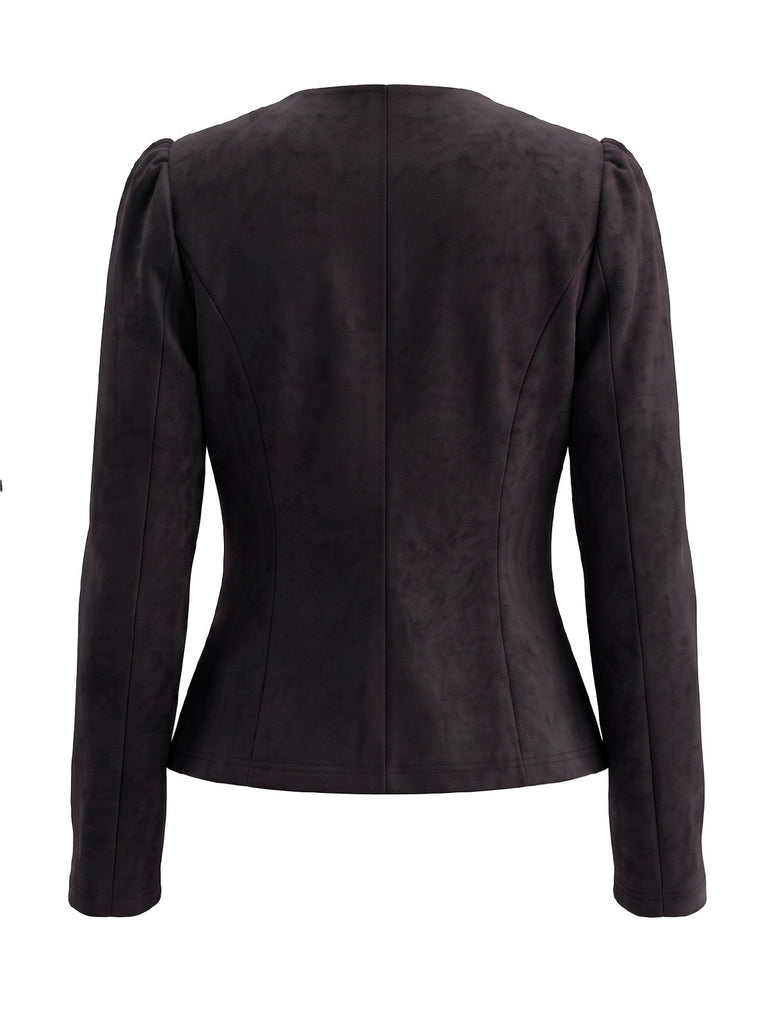 Blazer en daim croisé à manches longues années 1980