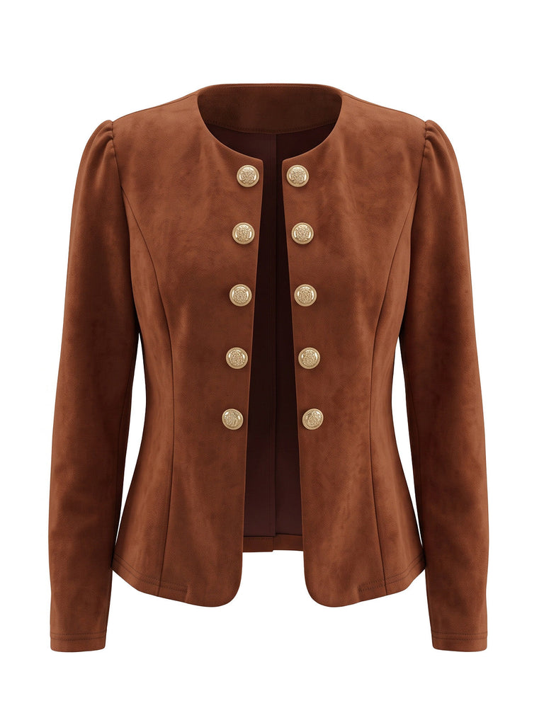 Blazer en daim croisé à manches longues années 1980