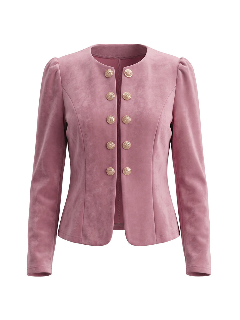 Blazer en daim croisé à manches longues années 1980