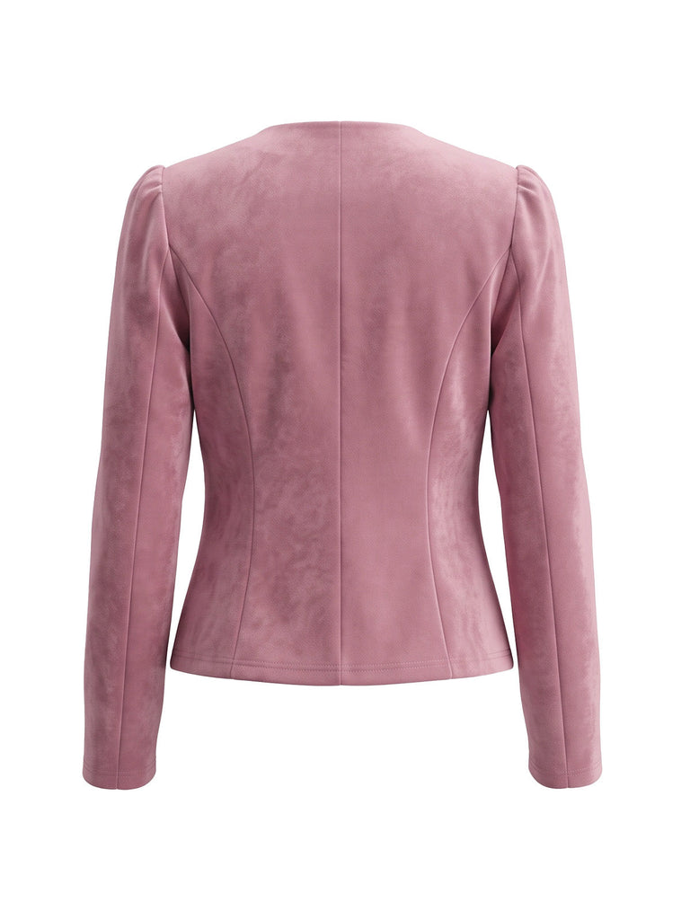 Blazer en daim croisé à manches longues années 1980