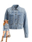 Veste Bleu En Jean Clouté Bleu Délavé Années 1970