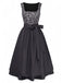 2PCS Robe Noir Léopard Col Carré Sans Manches avec Tablier Années 1950