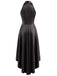 Robe en satin dos nu Halter à col V, nœud à la taille et ourlet asymétrique années 1950