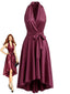 Robe en satin dos nu Halter à col V asymétrique années 1950