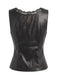 Gilet ajusté noir en cuir PU avec empiècements en dentelle années 1940