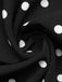 Robe noire à pois, col Chelsea et manches longues années 1950