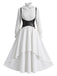 Ensemble 3PCS costume Renaissance victorien gothique à corset volanté années 1950
