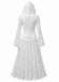 Robe longue gothique noire en dentelle à capuche et manches cloche années 1980