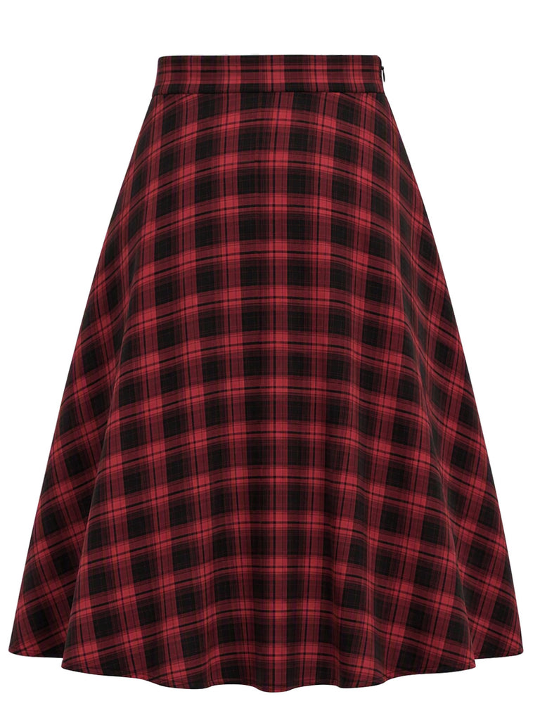 [Prévente] Ensemble deux pièces noir et rouge à carreaux, blazer cintré et jupe à ceinture années 1950 - 12
