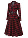 [Prévente] 2PCS Blazer noir et rouge à carreaux et jupe années 1950
