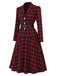 [Prévente] Ensemble 2PCS blouse à carreaux, revers et ceinture avec jupe années 1950