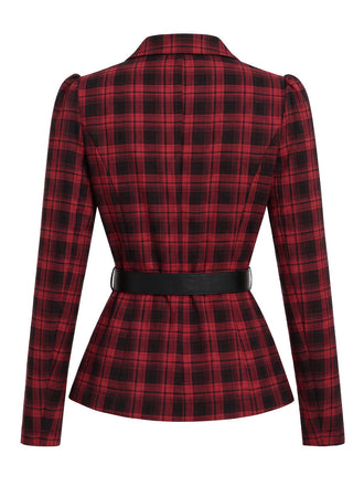 [Prévente] Vest Tartan Rouge Col Tailleur années 1950