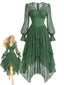 [Prévente] Robe asymétrique vert dentelle avec corset années 1970