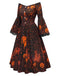 [Prévente] Robe noire d’Halloween imprimée à épaules dénudées et manches cloche années 1950