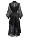 [Prévente] Robe noire asymétrique en dentelle à toile d’araignée années 1930