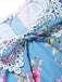 [Prévente] Robe bleue à fleurs, col en dentelle et ceinture années 1950