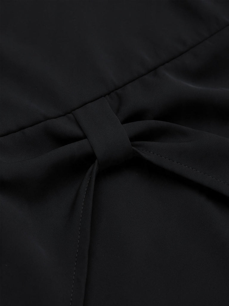 [Prévente] Robe crayon noire dos nu Halter à imprimé mains squelettes et chauves-souris années 1960
