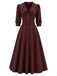 [Prévente] Robe lie-de-vin à nœud, revers et manches au coude années 1950