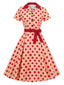 Robe chemise pois col revers et ceinture années 1940