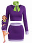 2PCS Ensemble Violet Cosplay Nœud Jupe Crayon Années 1960