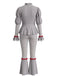 Ensemble 2 pièces rouge de clown avec haut à pompons et volants et pantalon années 1950
