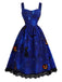 [Prévente] Ensemble 2PCS robe à imprimé chats et citrouilles et blouse à manches virago années 1940