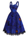 [Prévente] Ensemble 2PCS robe à imprimé chats et citrouilles et blouse à manches virago années 1940