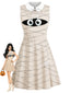 [Prévente] Robe beige sans manches momie d'Halloween col Peter Pan années 1960