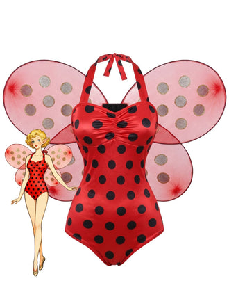Ensemble body costume coccinelle à pois pour Halloween années 1970