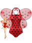 Ensemble body et costume d'Halloween coccinelle pois années 70