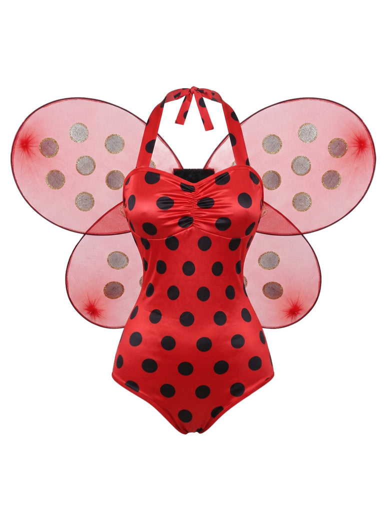 Ensemble body costume coccinelle à pois pour Halloween années 1970