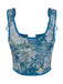Top corset à imprimé peinture à l’huile, ruban et laçage années 1980