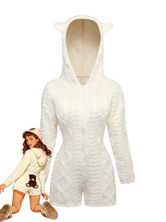 Combinaison capuche polaire brodée d’un ours peluche années 1980