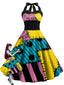 Robe cosplay pour Halloween modèle Sally patchwork encolure dos nu années 50