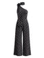 Combinaison noire à pois asymétrique à jambe large années 1950