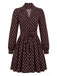 Robe marron à pois, col à revers, boutons et ceinture Années 1960 - 3