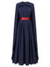 Robe bleu marine plissée de cosplay reine avec cape années 1970