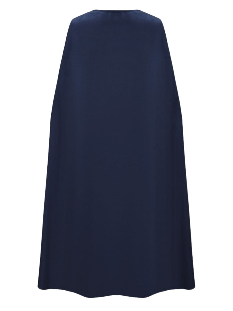 Robe bleu marine plissée de cosplay reine avec cape années 1970