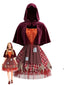 Robe de costume d'Halloween Petit Chaperon rouge cape capuche années 1970