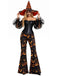 Ensemble 2 pièces gothique à corset transparent et pantalon citrouille années 1970