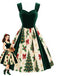 [Prévente] Robe verte velours motif sapin de Noël années 1950