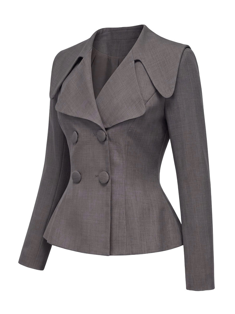 [Prévente] Ensemble 2 pièces gris foncé : top blazer et jupe années 1940