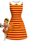 [Prévente] Robe fourreau orange rayures et poche étoilée années 60