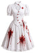 [Prévente] Robe blanche de cosplay infirmière à imprimé sang pour Halloween années 1950